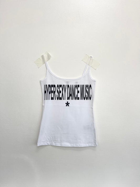 Hyper Sexy Dance Music white strappy vest